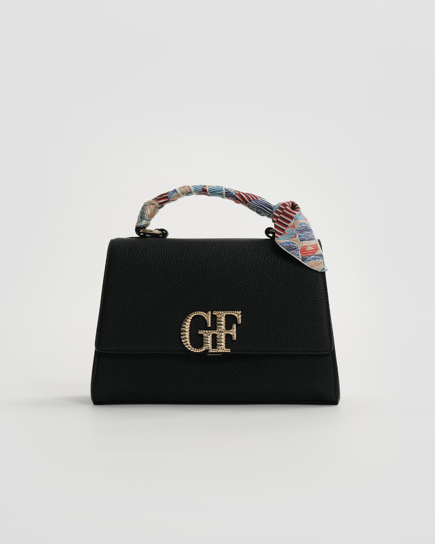 GF Hand Bag with Scarf-Tied Top Handle