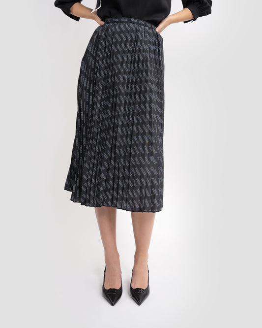 Ferré Pattern Pleated Midi Skirt