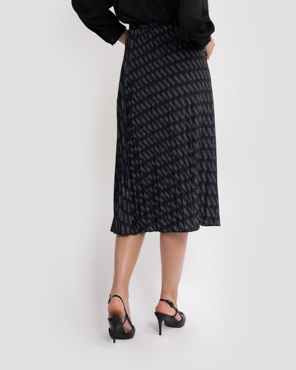 Ferré Pattern Pleated Midi Skirt