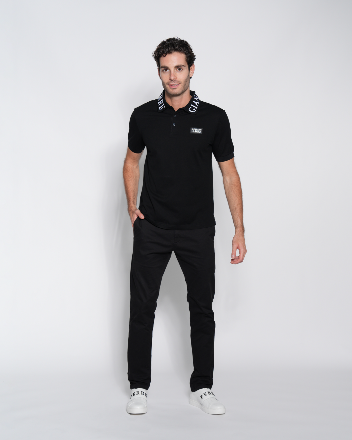 Black Jacquard Polo-Shirt