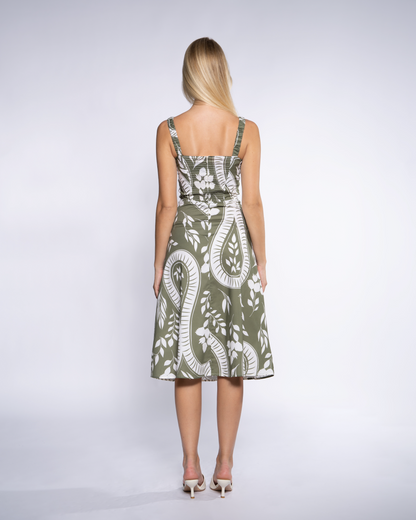 Paisley Print Sleeveless Midi Dress