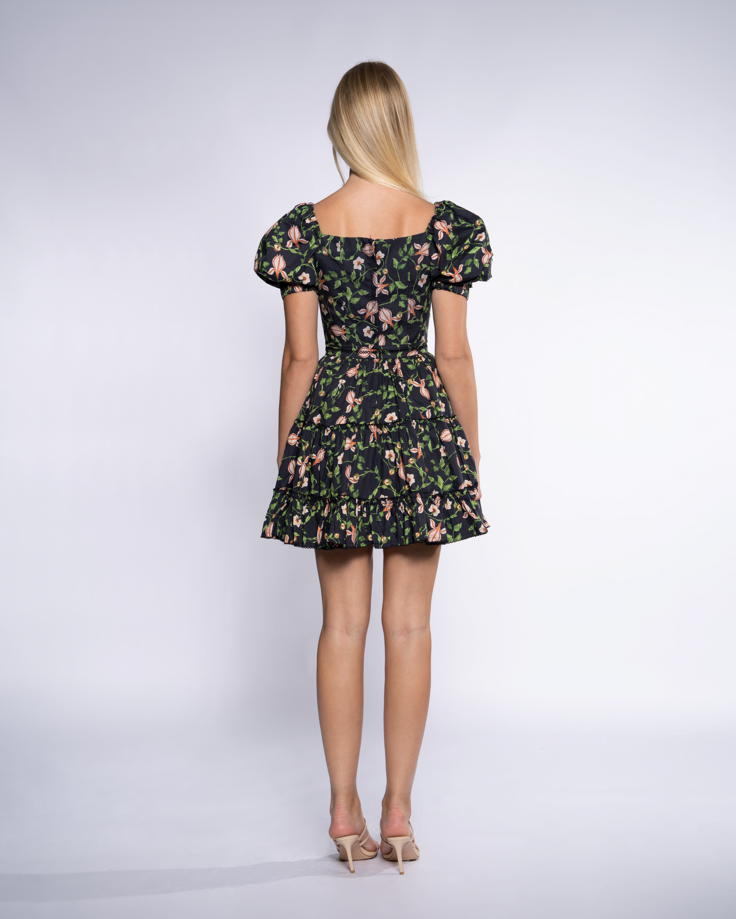 Floral-Print Tiered Mini Dress