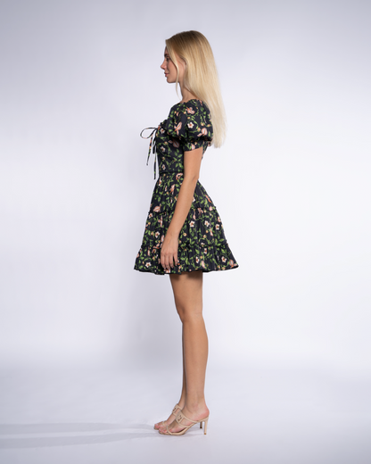 Floral-Print Tiered Mini Dress